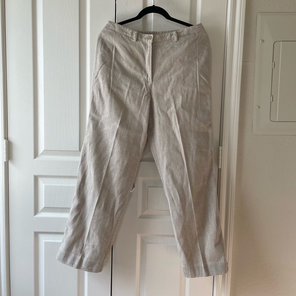 Linen Straight Leg Pants Beige